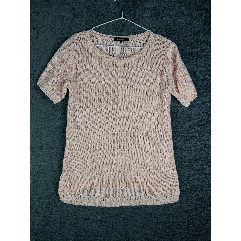 Lafayette 148 New York Crochet Top Womens‎ S Pullover Short Sleeve Loose